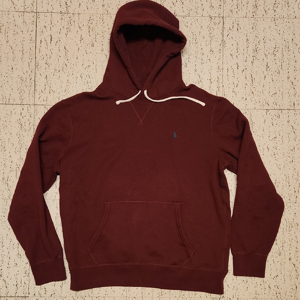 Polo Ralph Lauren Burgendy Embroidered Logo Pullover Hoodie Sweater